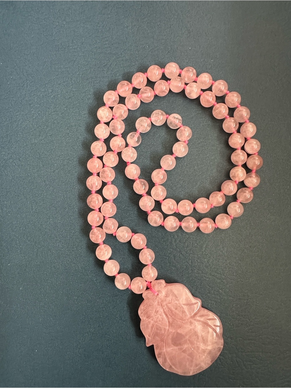 Vintage Rose Quartz Necklace with Pendant